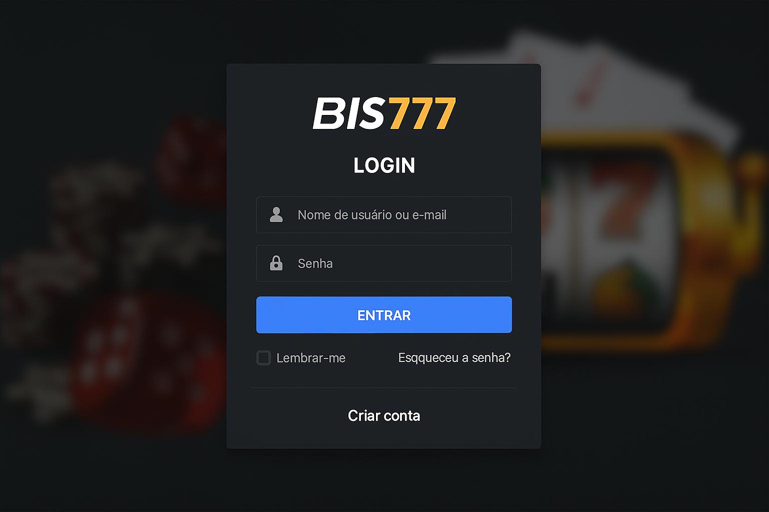 Criar uma nova Conta no plataforma BIS777  